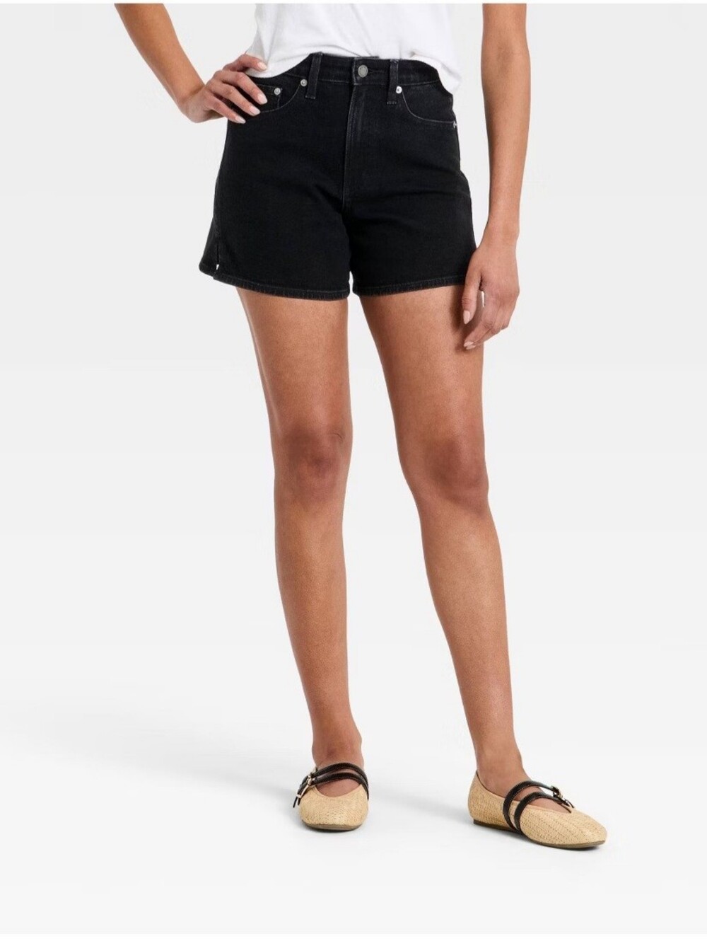 Women's High-Rise A-Line Denim Shorts 5" - Universal Thread Black 14
